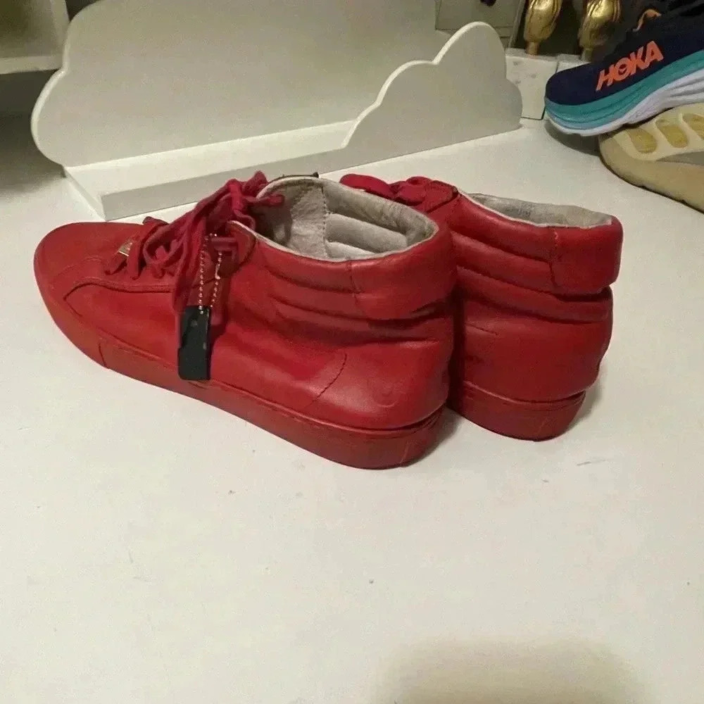 True Religion High Top Leather Sneakers True Red Mens US 9 - Picture 10 of 13